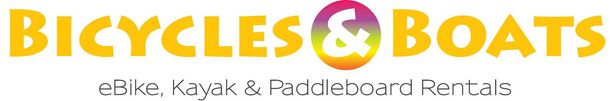 A logo for bicycles and boats with a rainbow of colors
