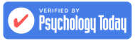Blue “Verified by Psychology Today” badge with a red checkmark icon.