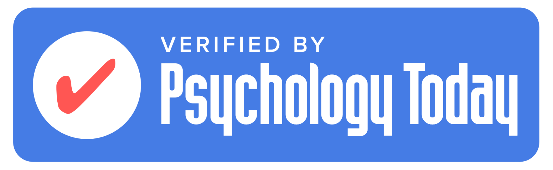Blue “Verified by Psychology Today” badge with a red checkmark icon.