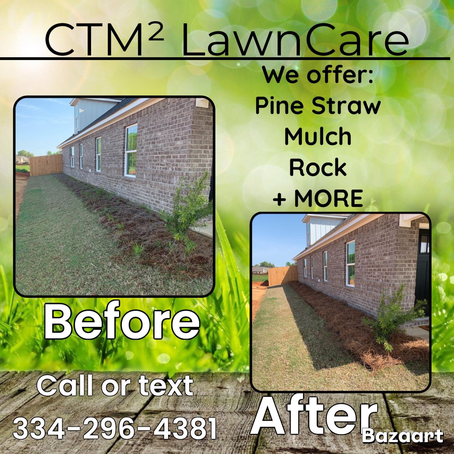 Ctm2 lawn care offers pine straw mulch rock and more