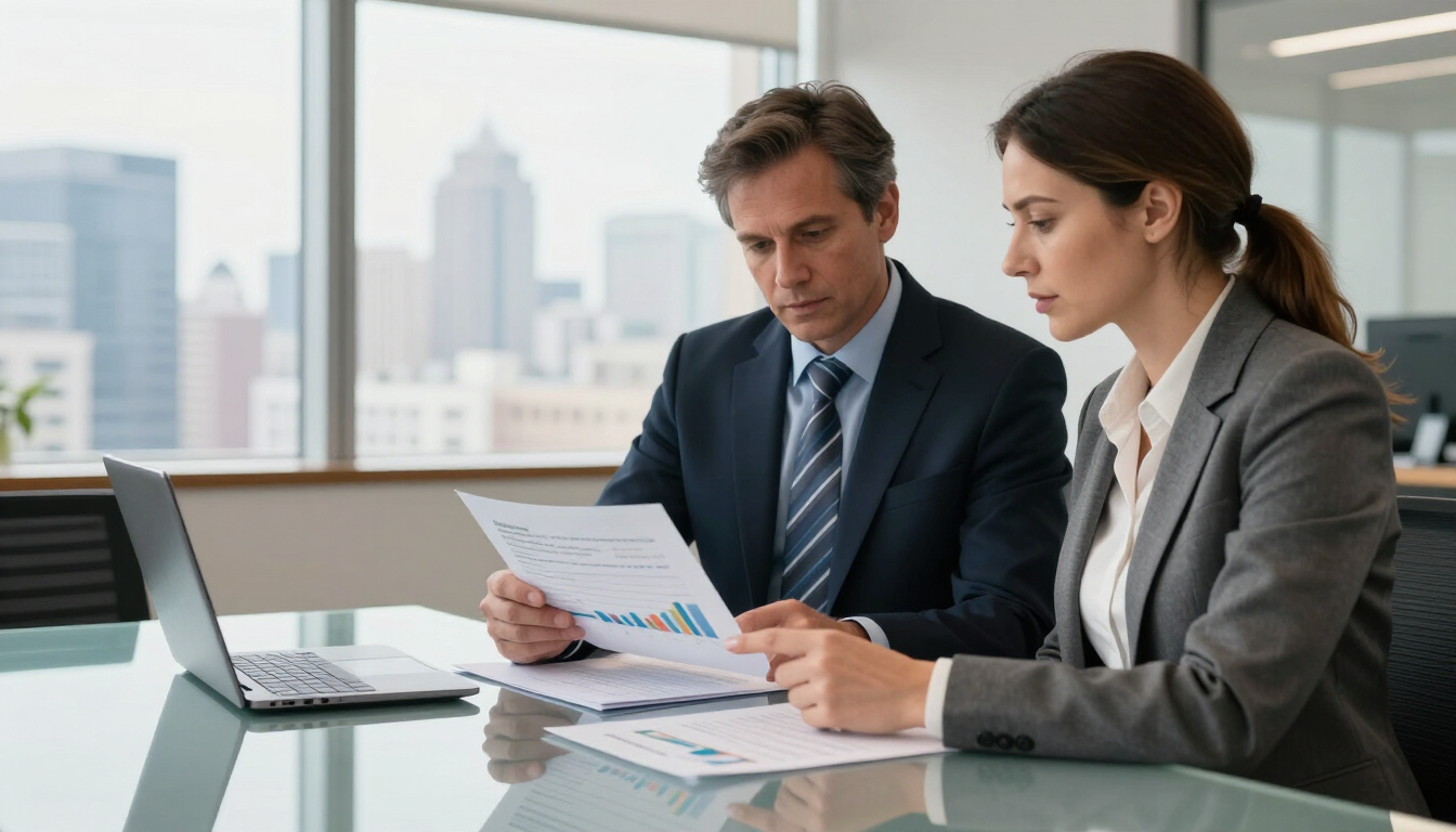 Joel Arberman discussing an investor package with a client