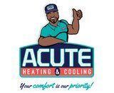 ACUTE Heating & Cooling logo with a technician giving a thumbs-up and the tagline “Your comfort is our priority.”