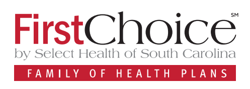FirstChoice by Select Health of South Carolina logo with red and gray text and “Family of Health Plans” banner