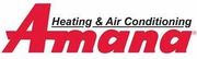 Amana Heating & Air Conditioning logo in red and gray with a stylized red A