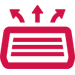 Pink document scanner icon with paper and upward arrows