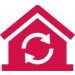 Pink home icon with white circular arrows inside