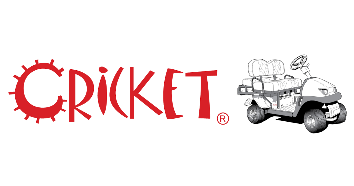 A logo for a company called cricket with a golf cart