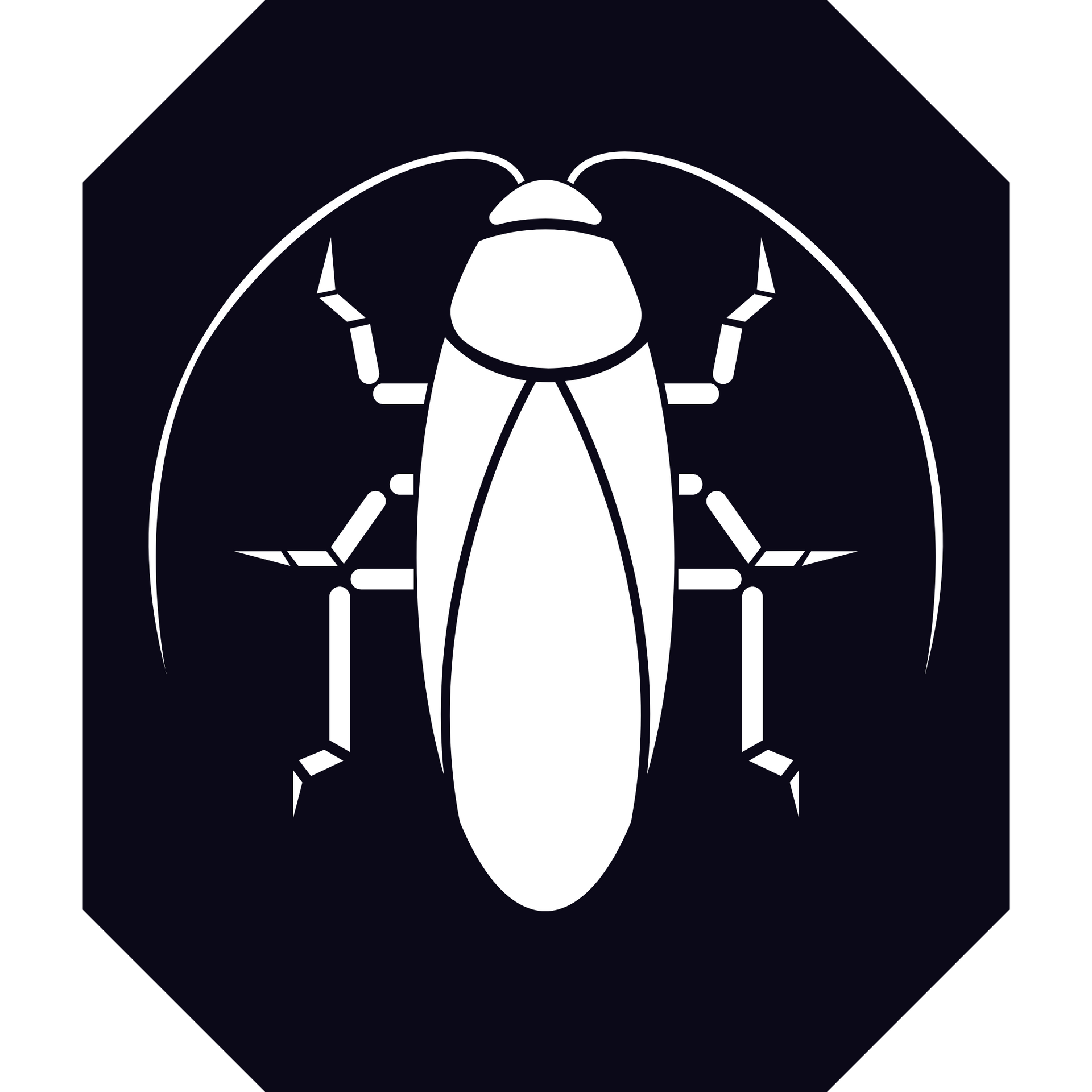 A white cockroach is sitting on a black background.