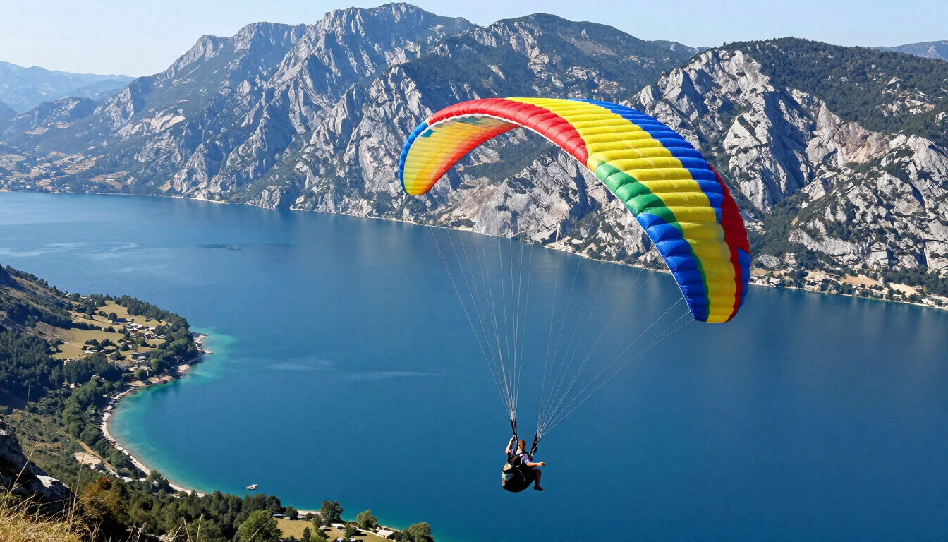 Pilote de parapente en stage SIV au-dessus de l'eau