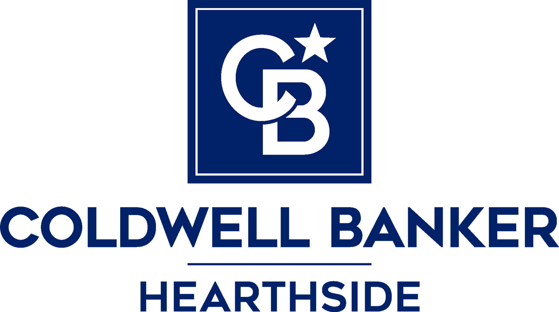 Coldwell Banker Hearthside logo in blue and white with CB star emblem