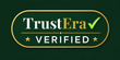 TrustEra verified badge with gold border, green checkmark, and white text on dark green background
