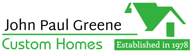 John Paul Greene Custom Homes logo in black and green, with “Established in 1978” text.