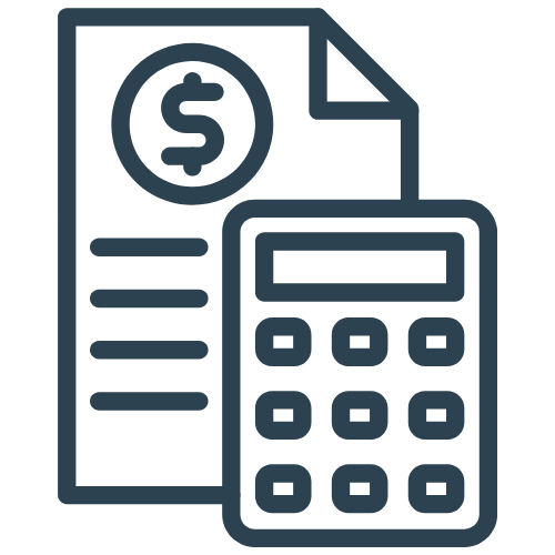 Invoice document with dollar sign and calculator.
