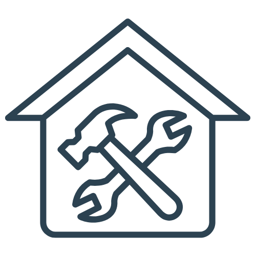 House icon with hammer and wrench, representing home repair services.