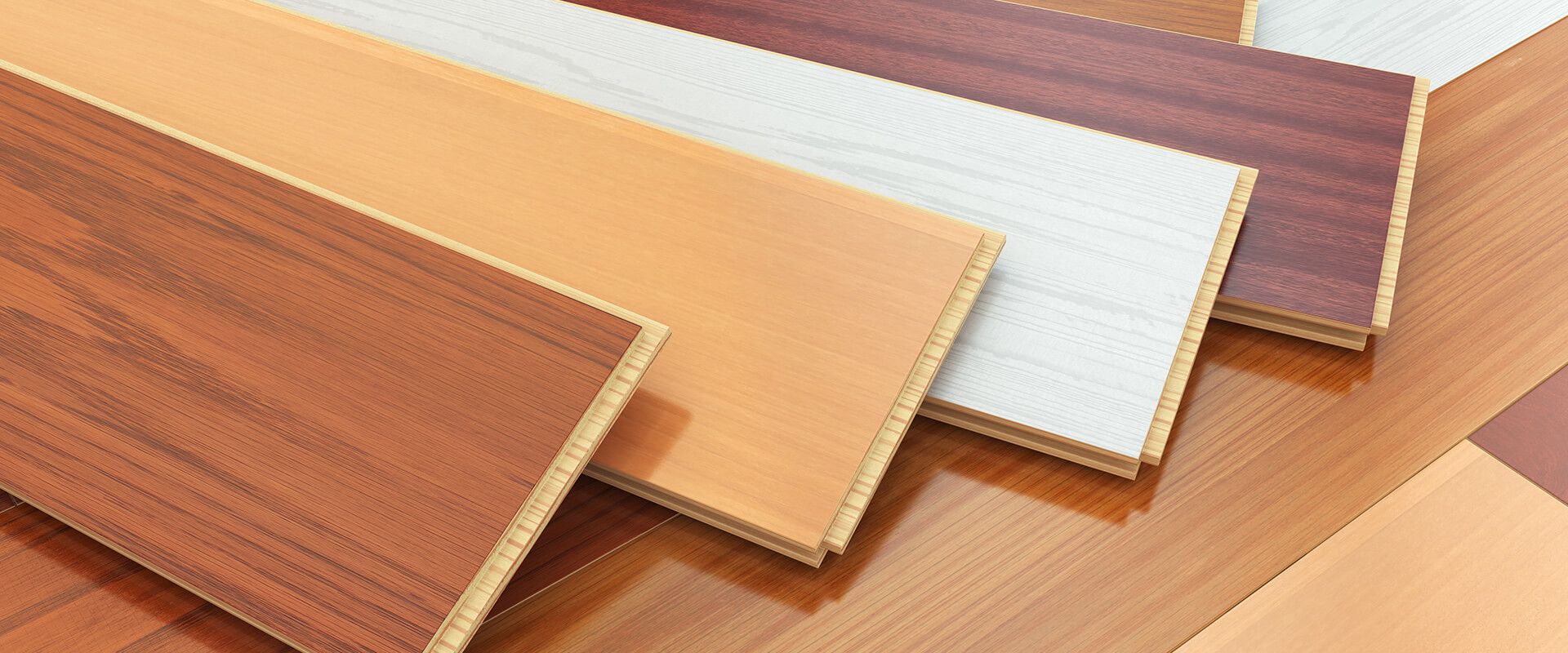 There are many different types of wooden flooring on the table.