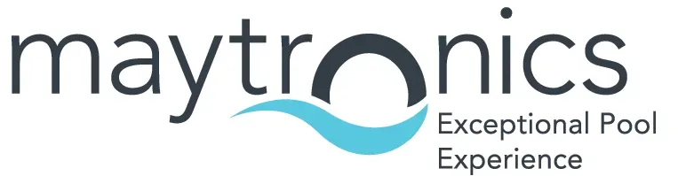 Maytronics logo with teal wave and tagline “Exceptional Pool Experience”