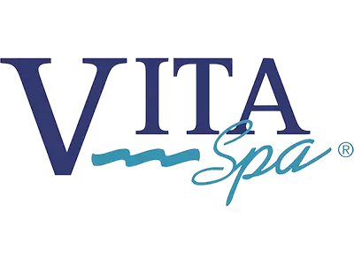 Vita Spa logo in navy and teal with stylized wave underline