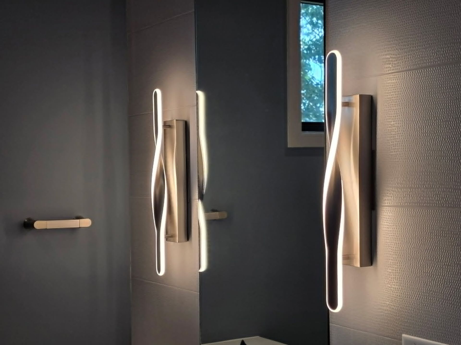 Bathroom wqall sconces light installation by Shoreline Electric of KDH Outer Banks, NC