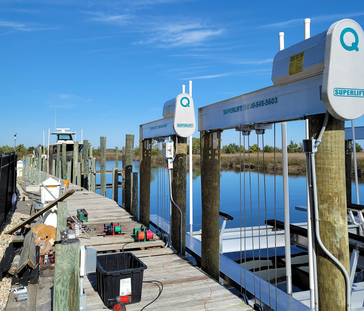 dock boat lift electrical by Shoreline OBX