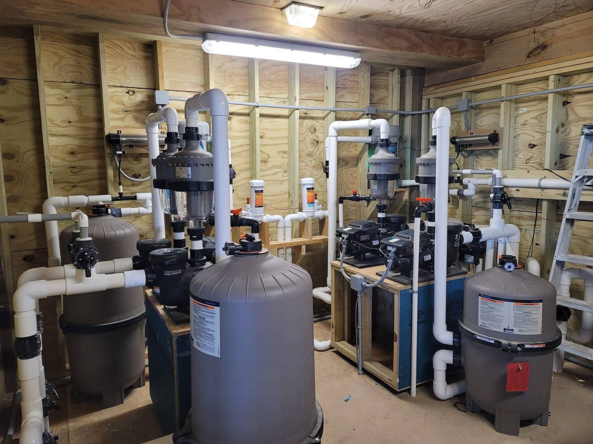 nerw pool pump house | pool and landscape