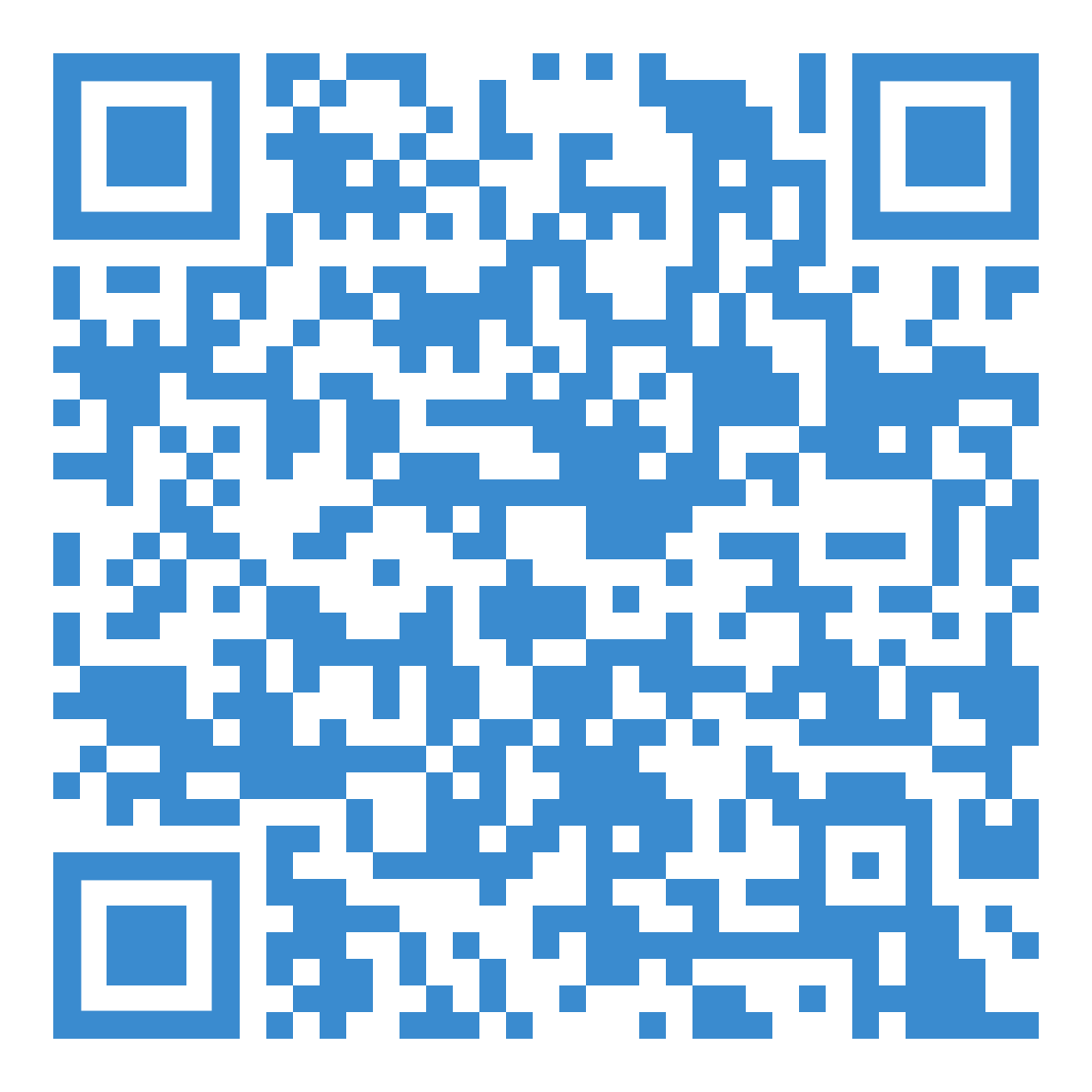 A blue and white qr code on a white background