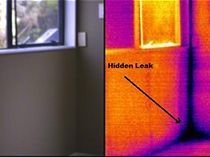 A picture of a window and a picture of a hidden leak.