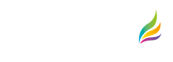 Multicolored abstract swoosh logo on a white background