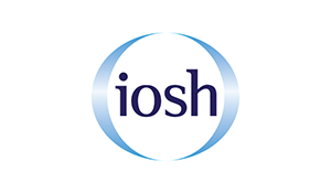 IOSH logo in blue lowercase letters with a circular blue swoosh on a white background