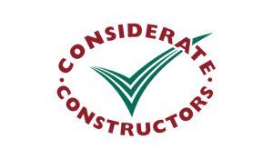 Considerate Constructors logo with green checkmark and red circular text on white background