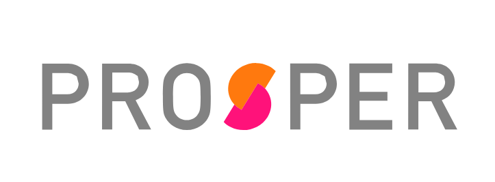 Prosper logo: Gray text with a stylized 
