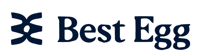 Logo for Best Egg, dark blue text and symbol on a white background.