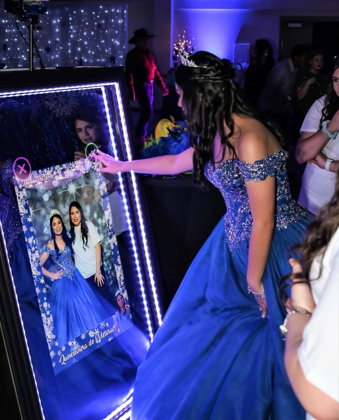 Guest interacting with the Mirror Me photo booth