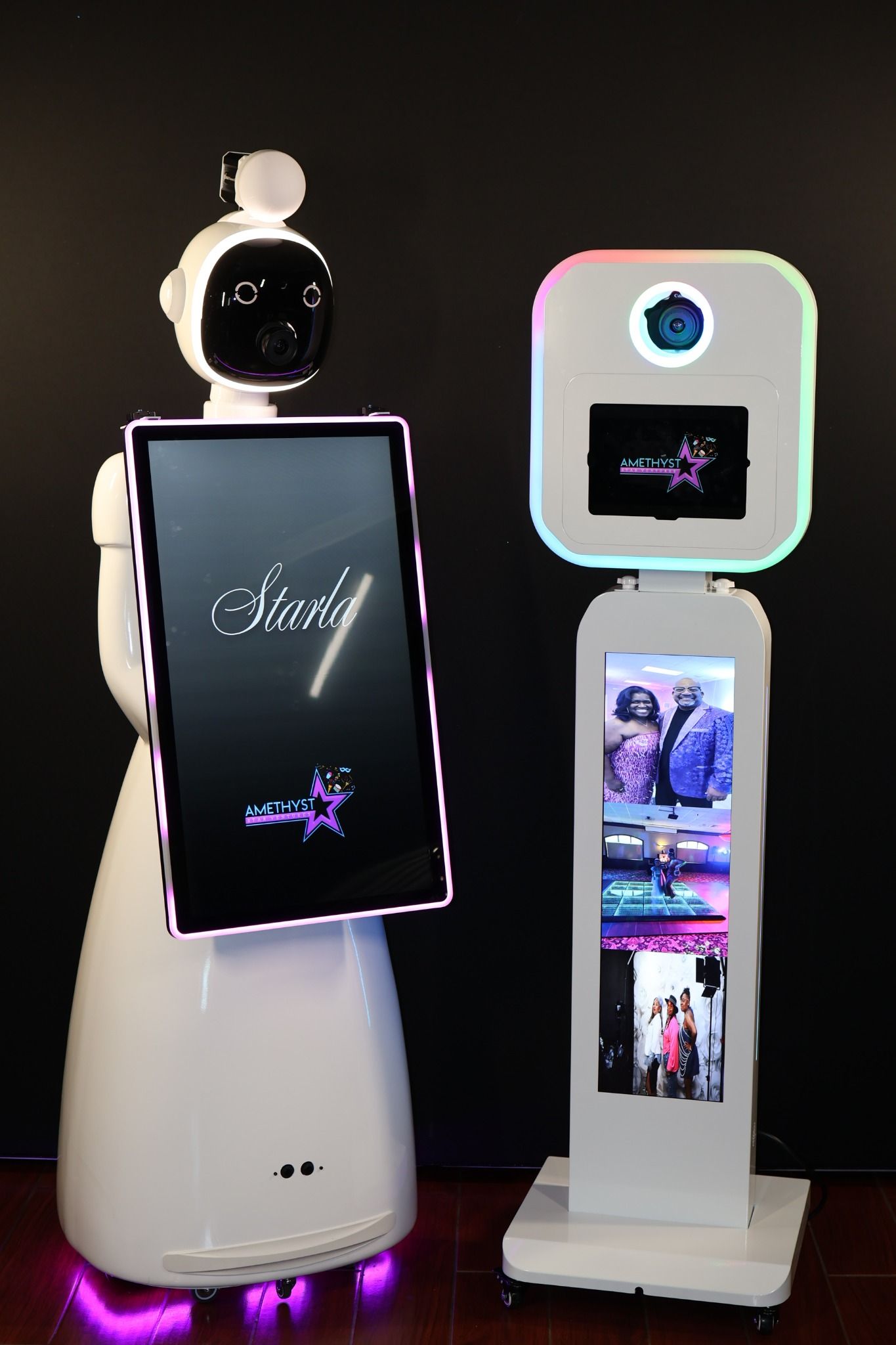 Starla roaming robot photo booth and open air booth options from Amethyst Star Ventures in Central Texas