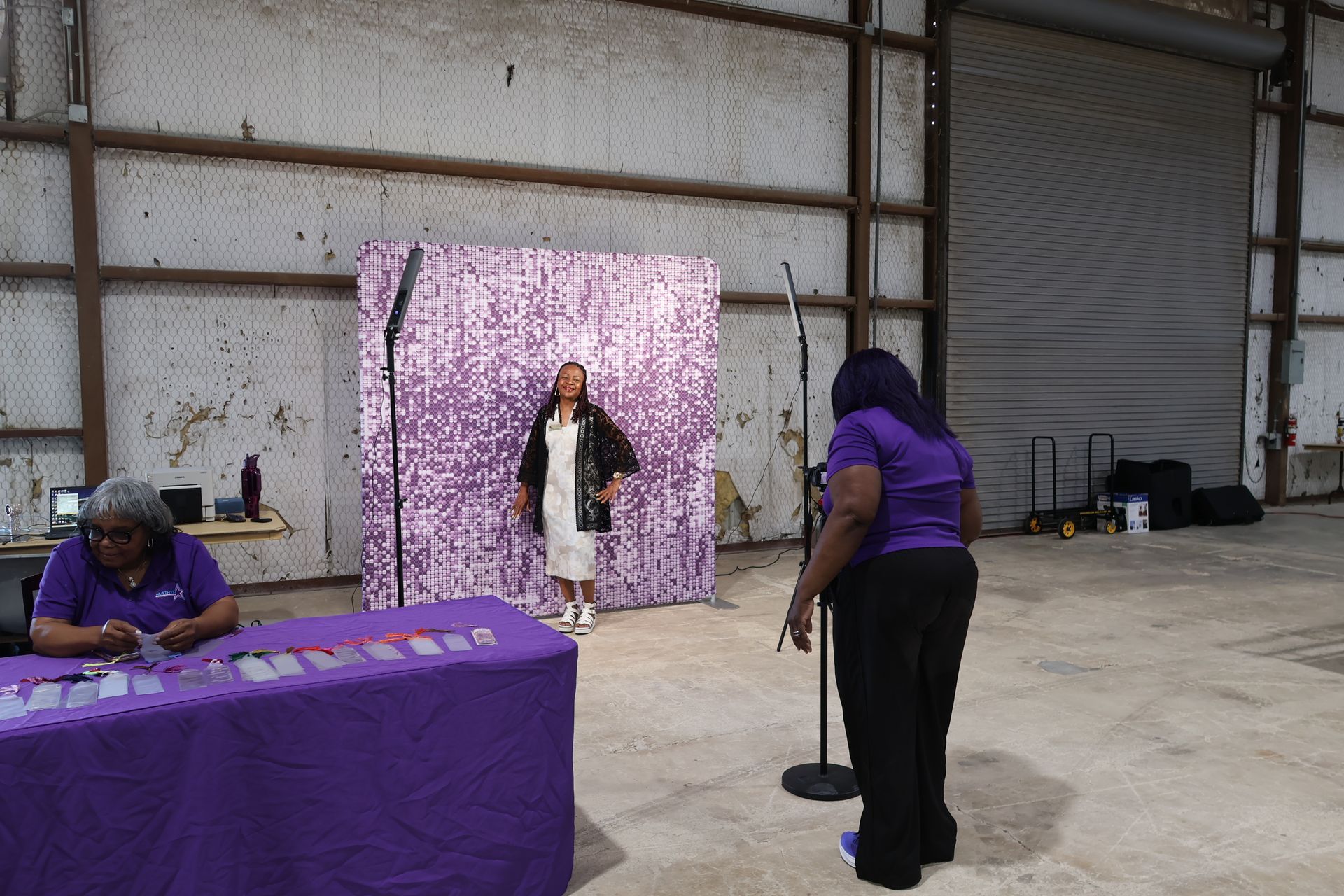 Adult guest posing at the Amethyst Star Ventures experience during the Bell County Family Success Festival in Killeen, Texas