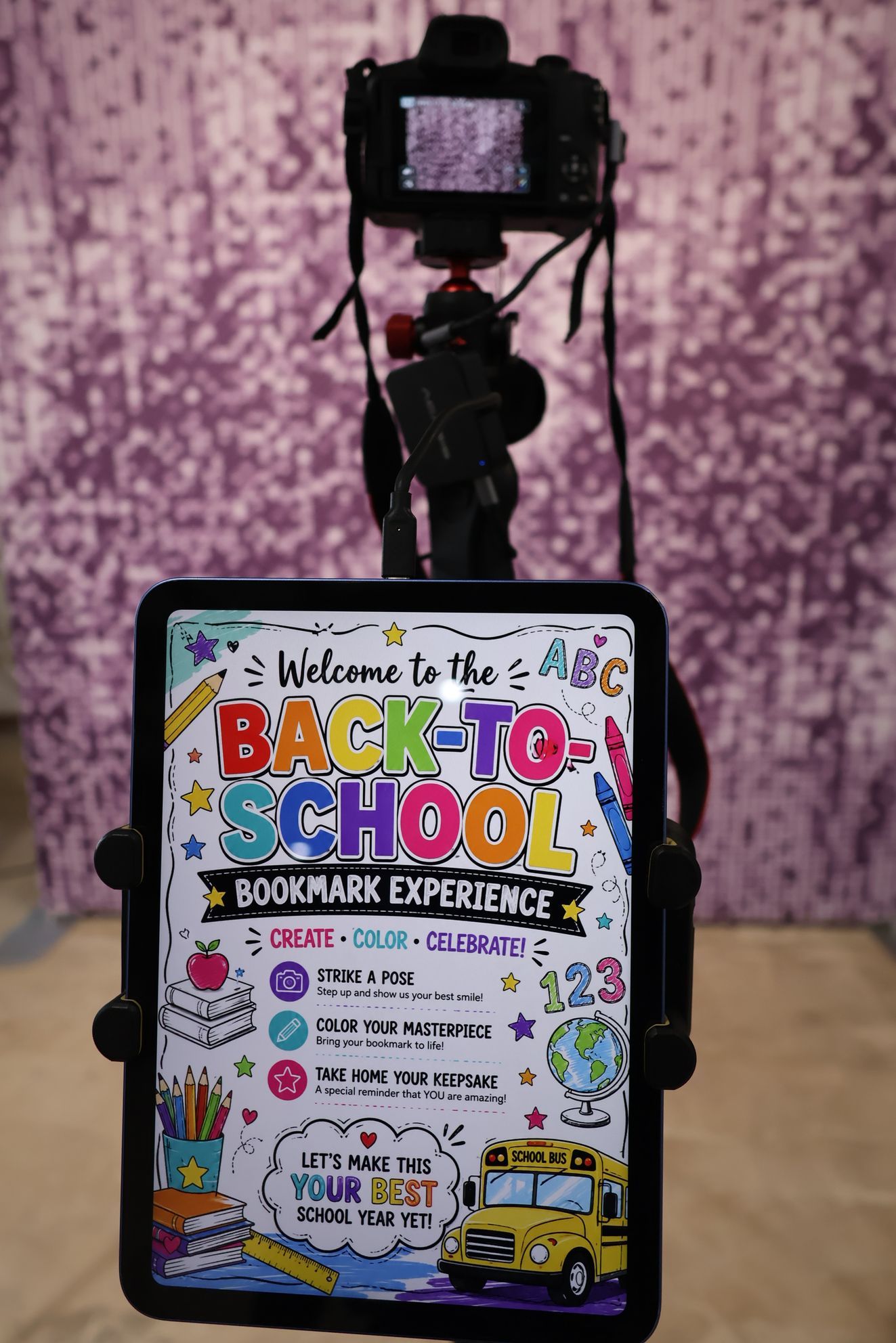 Back to School Bookmark Experience sign at the Bell County Family Success Festival in Killeen