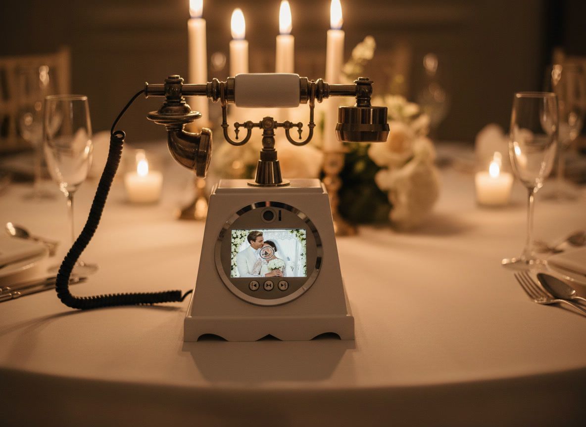 Vintage style audio video guestbook at an elegant event