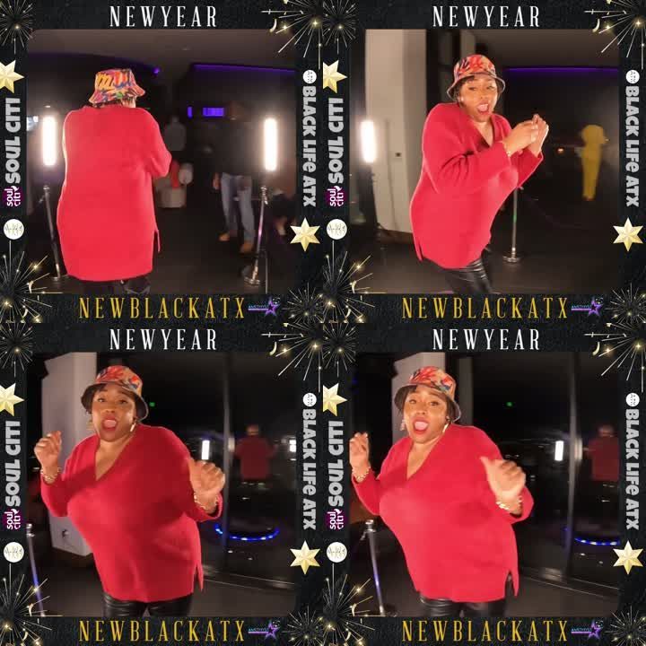 Adult guest dancing in a customized New Black ATX 360 video experience