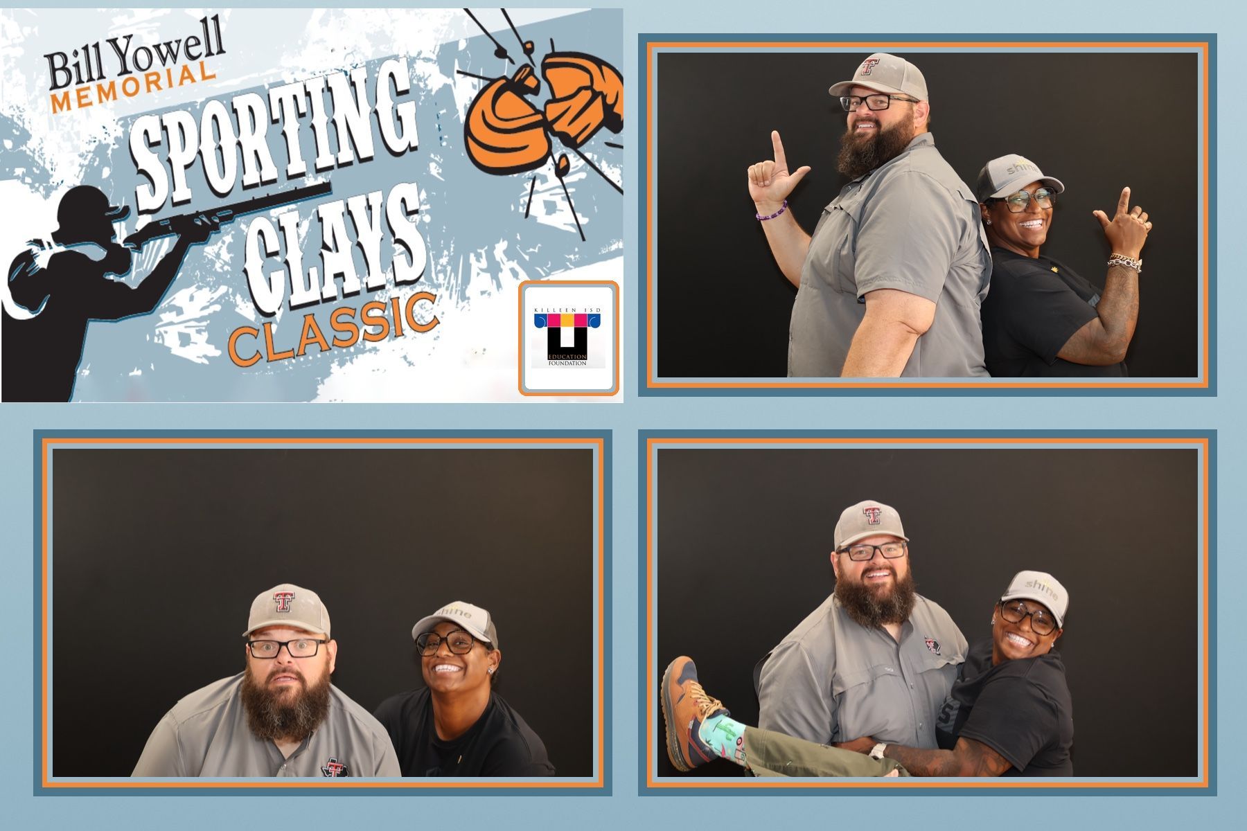 Three pose collage of guests at the Bill Yowell Memorial Sporting Clays Classic