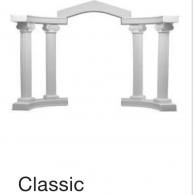 Classic white decorative arch with two columns and curved top, labeled “Classic”