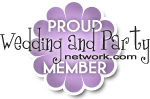 Purple flower badge reading “Proud Wedding and Party Network.com MEMBER”
