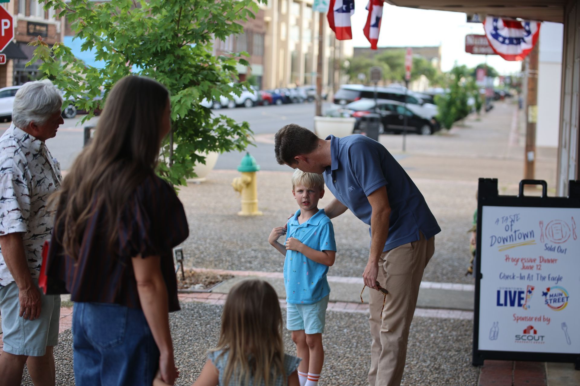 Father and son in downtown Texarkana during Downtown LIVE