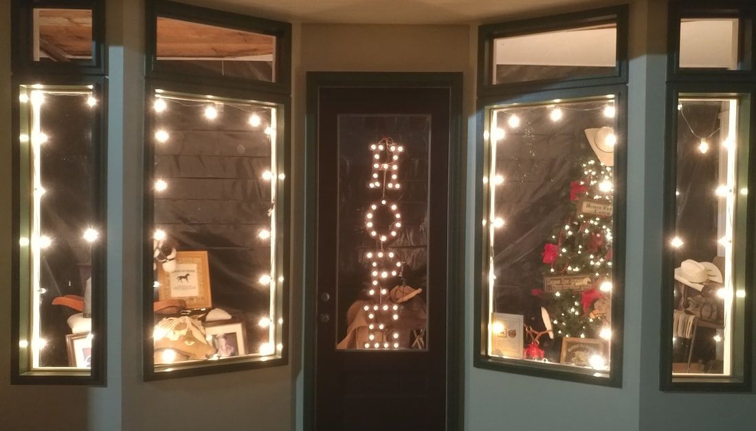 A front door with the word 
