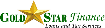 Gold Star Finance logo: gold star with green text,