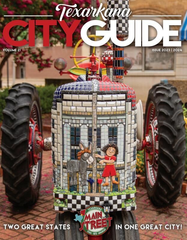 Cover of Texarkana City Guide featuring a decorated tractor with 