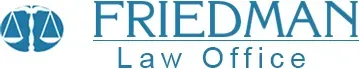 Friedman Law Office logo with scales of justice symbol.