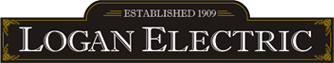 Logan Electric logo with gold text on a black background, established 1949