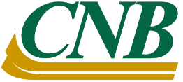CNB logo in green and gold with stylized italic letters and underline