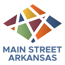 Main Street Arkansas logo with a multicolored geometric street design above blue text