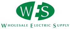 Wholesale Electric Supply logo with green oval WES lettering and white background