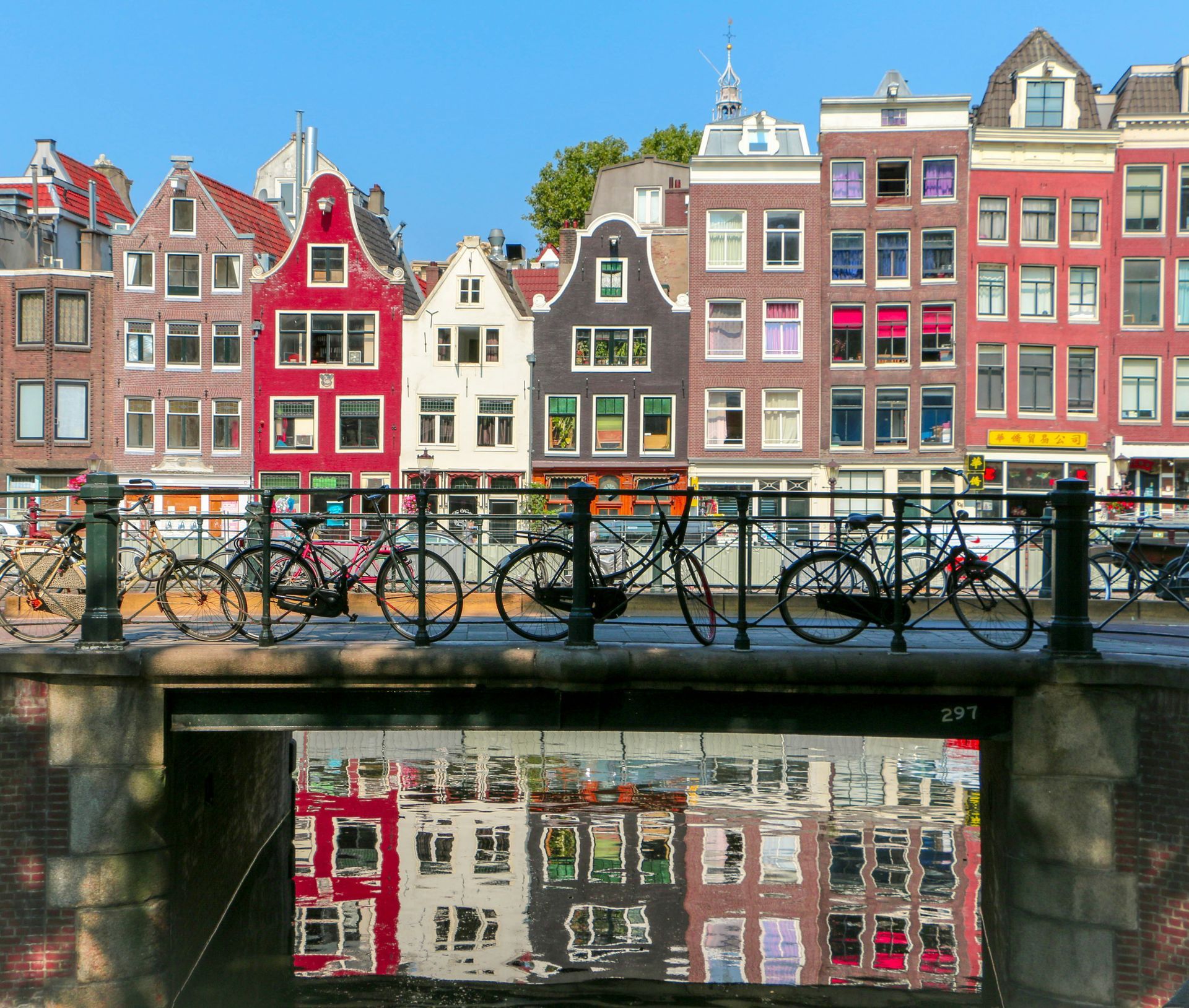 Huizen en fietsen in Amsterdam